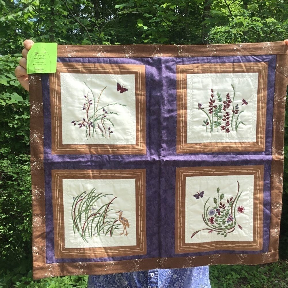 NWT. Hand Crafted Nature Scene in Purple & Browns